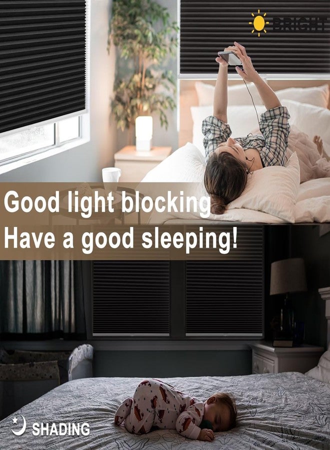 MYshade 1.5-Inch Cellular Cordless Blackout Shades,Thermal Insulating Noise Reducing Waterproof Blinds,Honeycomb Window Treatments for Indoor Light Control (Black-34.5" W x 72" H) - Image 4